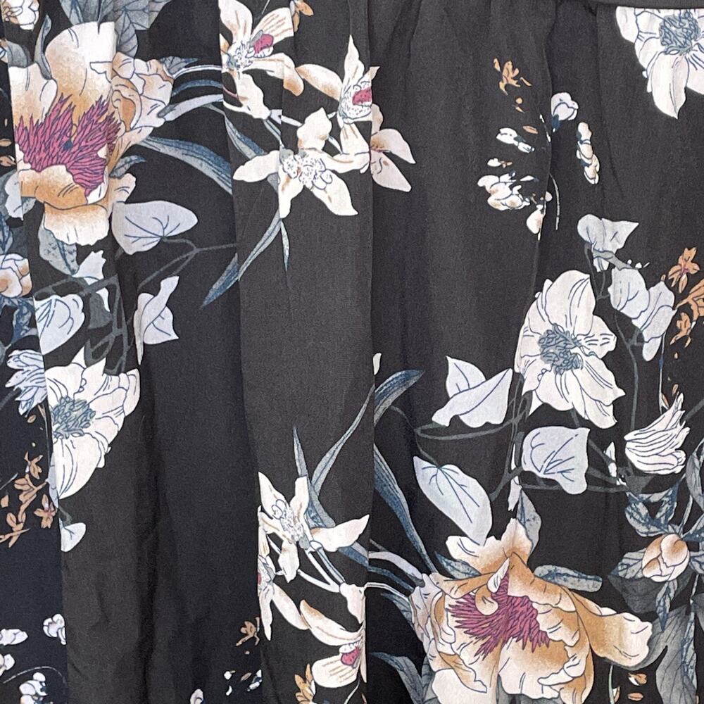 Emery Rose Women’s 4XL Dress Black With Floral Print Belted Elastic Waist NWT - Picture 6 of 10